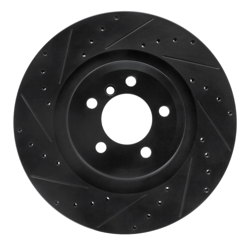 BMW ALPINA B7 Brake Rotor (1) - Rear Left - R1 Concepts - Drilled & Slotted - Black - `07-`08